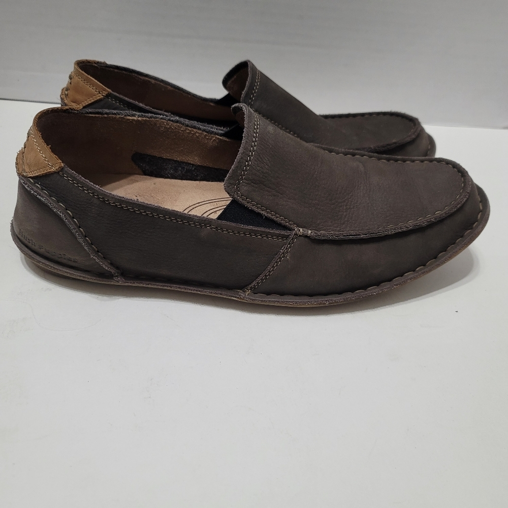 Hush Puppies Dark Brown Leather Loafers Size 11 Wide Asil Roll Flex Lightweight
